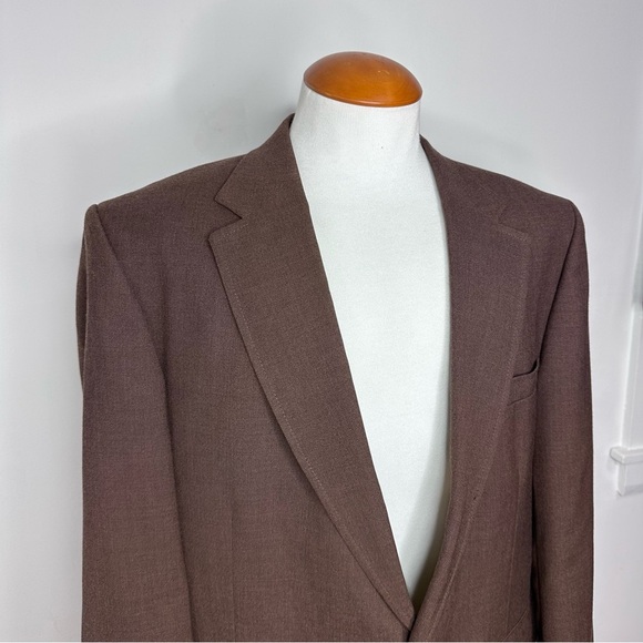 Vintage Stafford Brown Gold Button Hopsack Blazer - Picture 2 of 12